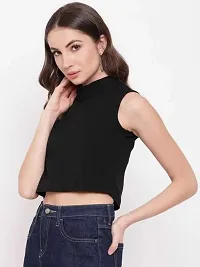 LIVSY NZ.Fashionble Trendy Tops Latest Regular Causal Black Crop Westren Top for Womens-thumb2