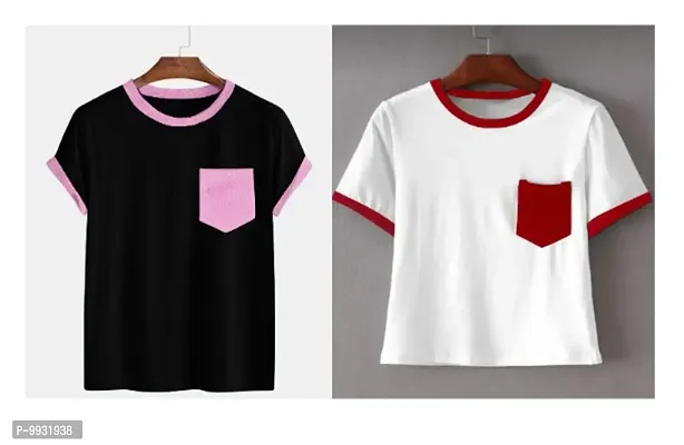 Lycra printed couple  T-Shirt Top (2 T-Shirt Pack Combo)-thumb0