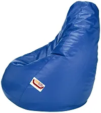 Designer Blue Leatherette Double Stitched Bean Bag Covers Without Beans-thumb1