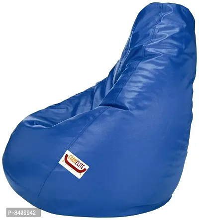 Designer Blue Leatherette Double Stitched Bean Bag Covers Without Beans-thumb2