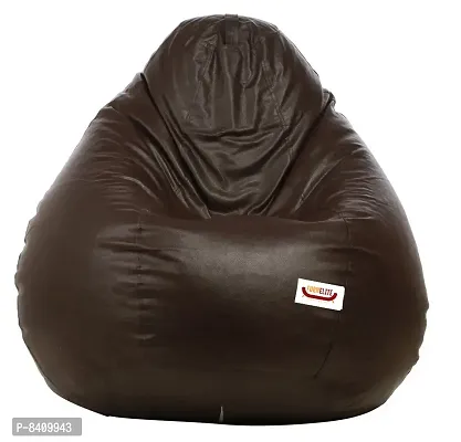 Designer Brown Leatherette Double Stitched Bean Bag Covers Without Beans-thumb3