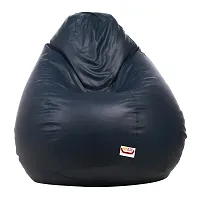 Designer Navy Blue Leatherette Double Stitched Bean Bag Covers Without Beans-thumb2