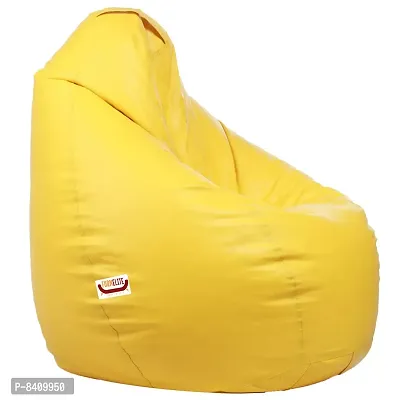 Designer Yellow Leatherette Double Stitched Bean Bag Covers Without Beans-thumb3