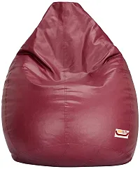 Designer Maroon Leatherette Double Stitched Bean Bag Covers Without Beans-thumb1