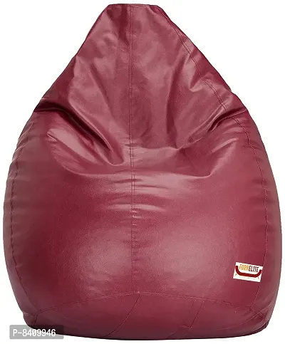 Designer Maroon Leatherette Double Stitched Bean Bag Covers Without Beans-thumb2