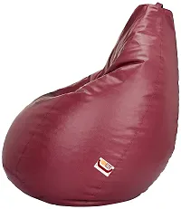 Designer Maroon Leatherette Double Stitched Bean Bag Covers Without Beans-thumb2