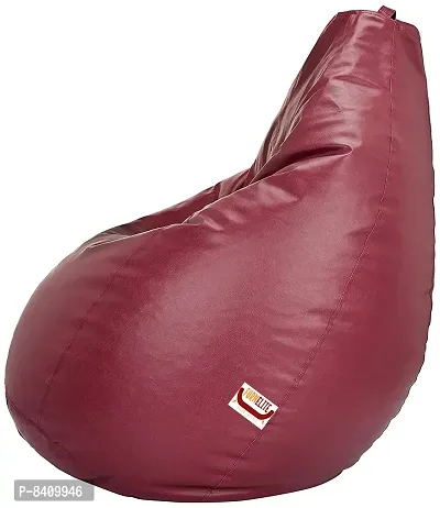 Designer Maroon Leatherette Double Stitched Bean Bag Covers Without Beans-thumb3