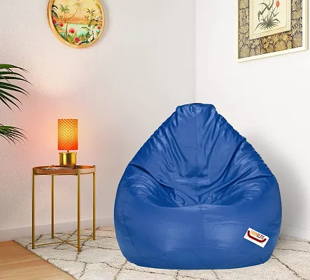 Designer Blue Leatherette Double Stitched Bean Bag Covers Without Beans