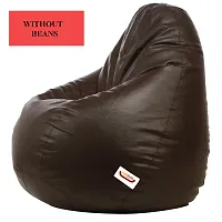 Designer Brown Leatherette Double Stitched Bean Bag Covers Without Beans-thumb1