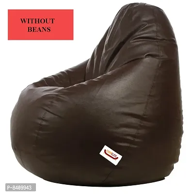 Designer Brown Leatherette Double Stitched Bean Bag Covers Without Beans-thumb2