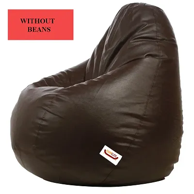 Aarij Mart Cream Brown Bean bag With Footstools Filled With beans