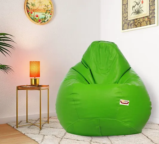 Designer Green Leatherette Double Stitched Bean Bag Covers Without Beans