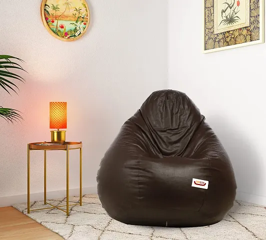 Designer Brown Leatherette Double Stitched Bean Bag Covers Without Beans