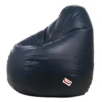 Designer Navy Blue Leatherette Double Stitched Bean Bag Covers Without Beans-thumb1