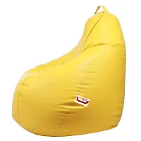 Designer Yellow Leatherette Double Stitched Bean Bag Covers Without Beans-thumb1
