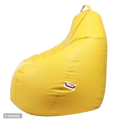 Designer Yellow Leatherette Double Stitched Bean Bag Covers Without Beans-thumb2