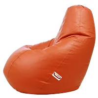 Designer Orange Leatherette Double Stitched Bean Bag Covers Without Beans-thumb1