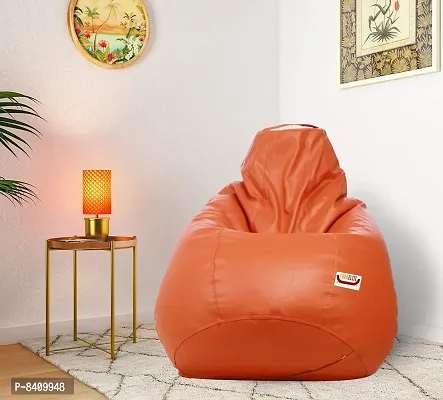 Designer Orange Leatherette Double Stitched Bean Bag Covers Without Beans-thumb0