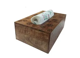 AFU Wooden Tissue Paper Box Holder Decorative Organizer Napkin Holder for Bathroom, Office, Kitchen, Car (9 x 5.5 x 3.5 inch) Brown-thumb1