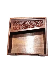 AFU Square Full Carved Sheesham Wood Tissue Flap Paper Rack/Napkin Holder Stand for Dining Table/Kitchen? (Tissue Flap Holder)-thumb3