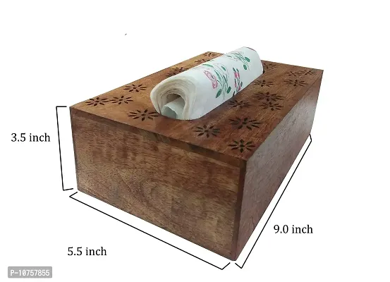 AFU Wooden Tissue Paper Box Holder Decorative Organizer Napkin Holder for Bathroom, Office, Kitchen, Car (9 x 5.5 x 3.5 inch) Brown-thumb4