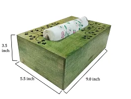 AFU Wooden Tissue Paper Box Holder Decorative Organizer Napkin Holder for Bathroom, Office, Kitchen, Car (9 x 5.5 x 3.5 inch) Green-thumb2