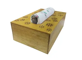 AFU Wooden Tissue Paper Box Holder Decorative Organizer Napkin Holder for Bathroom, Office, Kitchen, Car (9 x 5.5 x 3.5 inch) Yellow-thumb1