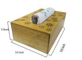 AFU Wooden Tissue Paper Box Holder Decorative Organizer Napkin Holder for Bathroom, Office, Kitchen, Car (9 x 5.5 x 3.5 inch) Yellow-thumb2