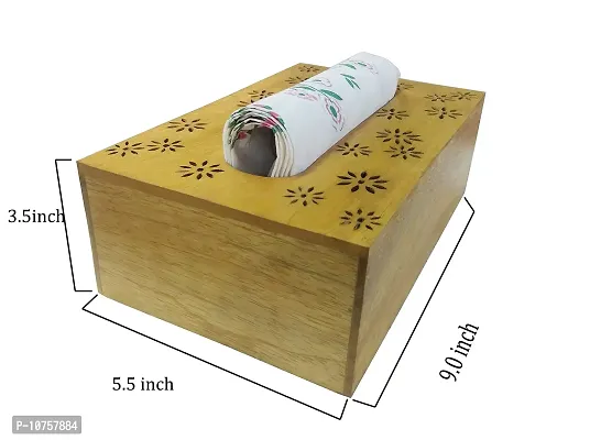 AFU Wooden Tissue Paper Box Holder Decorative Organizer Napkin Holder for Bathroom, Office, Kitchen, Car (9 x 5.5 x 3.5 inch) Yellow-thumb3