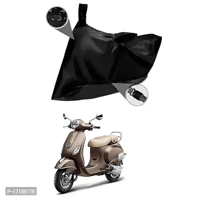 EGAL- Universal Water Resistant/Dustproof Two Wheele Bike Body Cover Compatible for Vespa Elegante 150 BS6 Indoor/Outdoor and Parking with All Varients Full Body Protection (Colour-Black)-thumb0