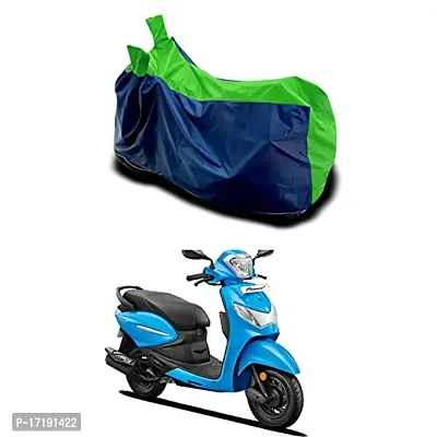 EGAL- Water Resistant/Dustproof Two Wheele Bike Body Cover Compatible for Hero Pleasure Plus 110 Indoor/Outdoor and Parking with All Varients Full Body Protection (Green/Blue)