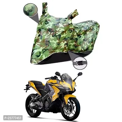 EGAL Bike Body Cover Compatible for Bajaj Pulsar SS400 BS6 100% Waterresistant Dustproof/Indoor/Outdoor and Parking with All Varients Full Body Protection (Colour-Green/Jungle)
