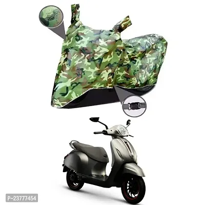 EGAL Bike Body Cover Compatible for Bajaj Urbanite Chetak 100% Waterresistant Dustproof/Indoor/Outdoor and Parking with All Varients Full Body Protection (Colour-Green/Jungle)-thumb0