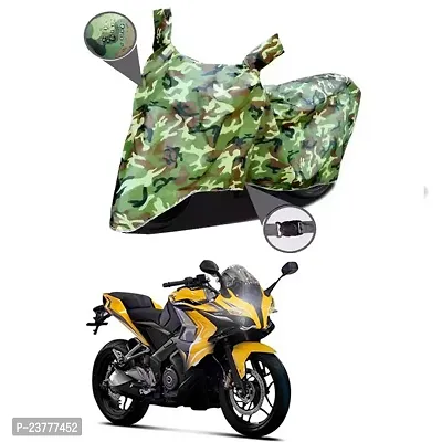 EGAL Bike Body Cover Compatible for Bajaj Pulsar SS400 100% Waterresistant Dustproof/Indoor/Outdoor and Parking with All Varients Full Body Protection (Colour-Green/Jungle)-thumb0