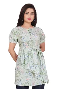 Agrahari Brothers Tex. Co Jasmine Fancy Western Top| Printed Summer Tunic Half Sleeves Pull-on Round-Neck Top for Women Latest Tops(Jasmine)-thumb1
