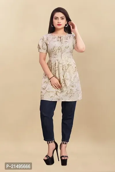 Agrahari Brothers Tex. Co Jasmine Fancy Western Top| Printed Summer Tunic Half Sleeves Pull-on Round-Neck Top for Women Latest Tops(Jasmine)-thumb4