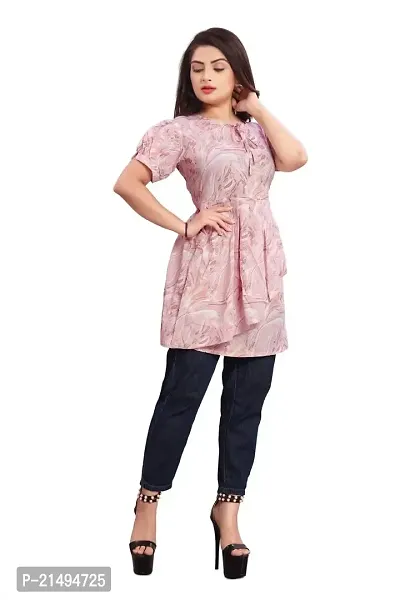 Agrahari Brothers Tex. Co Jasmine Fancy Western Top| Printed Summer Tunic Half Sleeves Pull-on Round-Neck Top for Women Latest Tops(Jasmine)-thumb3