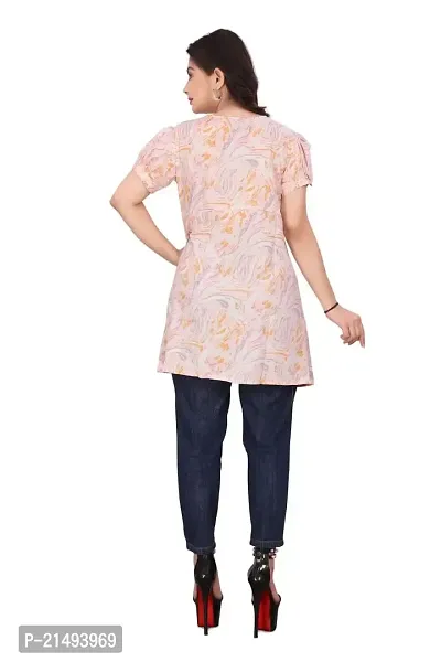 Agrahari Brothers Tex. Co Jasmine Fancy Western Top| Printed Summer Tunic Half Sleeves Pull-on Round-Neck Top for Women Latest Tops(Jasmine)-thumb2