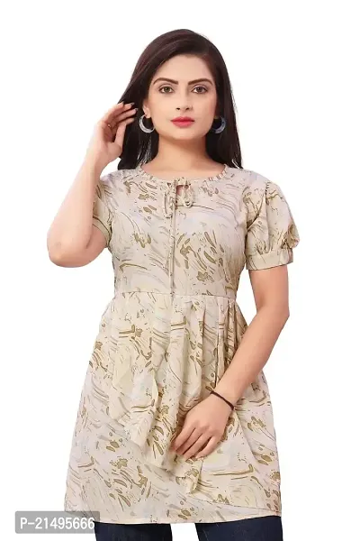 Agrahari Brothers Tex. Co Jasmine Fancy Western Top| Printed Summer Tunic Half Sleeves Pull-on Round-Neck Top for Women Latest Tops(Jasmine)