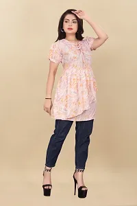 Agrahari Brothers Tex. Co Jasmine Fancy Western Top| Printed Summer Tunic Half Sleeves Pull-on Round-Neck Top for Women Latest Tops(Jasmine)-thumb3