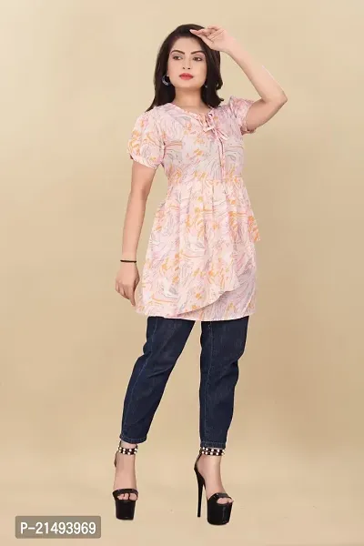Agrahari Brothers Tex. Co Jasmine Fancy Western Top| Printed Summer Tunic Half Sleeves Pull-on Round-Neck Top for Women Latest Tops(Jasmine)-thumb4