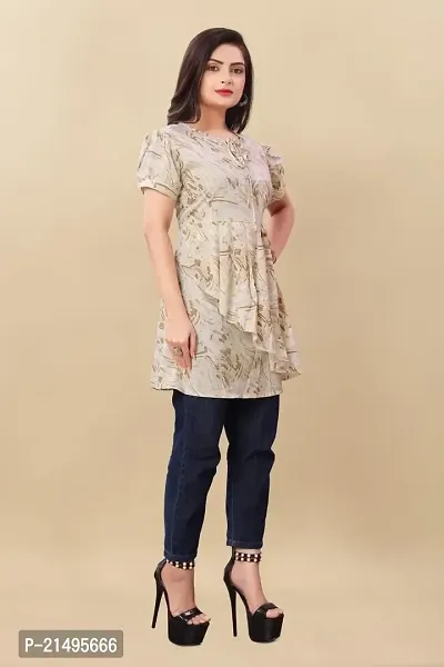 Agrahari Brothers Tex. Co Jasmine Fancy Western Top| Printed Summer Tunic Half Sleeves Pull-on Round-Neck Top for Women Latest Tops(Jasmine)-thumb5
