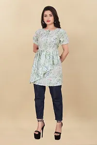 Agrahari Brothers Tex. Co Jasmine Fancy Western Top| Printed Summer Tunic Half Sleeves Pull-on Round-Neck Top for Women Latest Tops(Jasmine)-thumb2