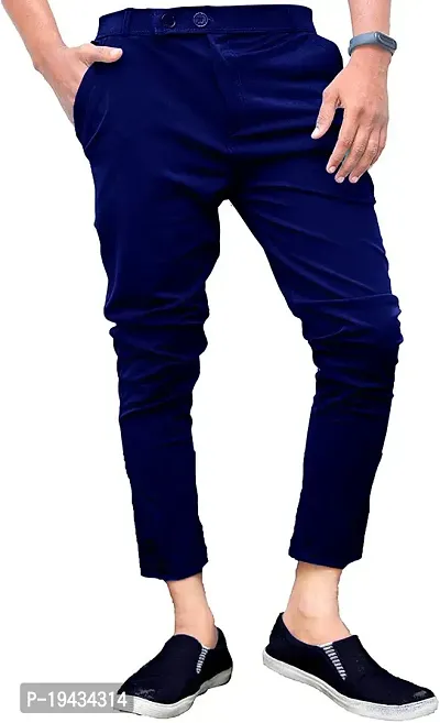 Stylish Blue Polyester Blend Solid  For Men-thumb0