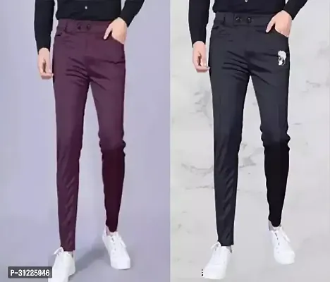 Classic Polyester Solid Track Pants for Men Pack of 3