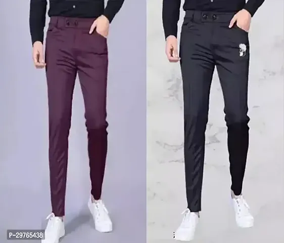 Classic Solid Track Pants for Men, Pack of 2