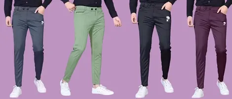 Comfortable Polyester Regular Track Pants For Men 