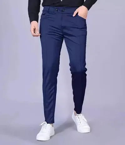 Alluring Spandex Solid Casual Trousers For Men