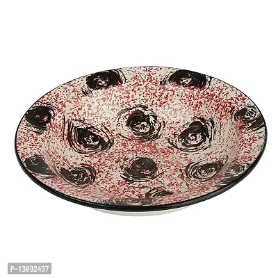 The Decor Lane Ceramic Hand-Painted Pasta Plate | Soup Plate | Snack Plate | Size 7 inch |Microwave Safe, Oven Safe |Set of 2 Plates (Maroon-Pink)-thumb2