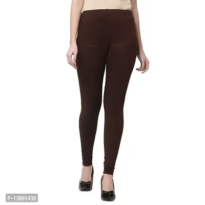 Chic Wish Women's Solid Brown Churidar Leggings